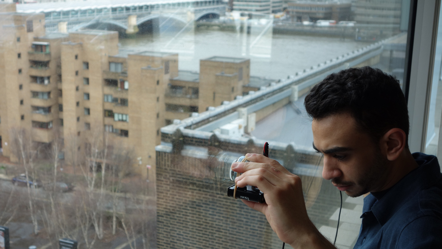 Participative surface speaker activating window to sound foghorns from America. 08-03-17